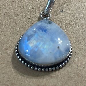 Elegant Flashy Rainbow Moonstone Teardrop Pendant Necklace